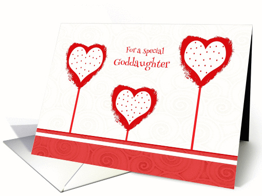 Goddaughter Valentine's Day, Polka Dot Hearts and Swirls card