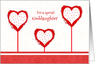 Goddaughter Valentine’s Day, Polka Dot Hearts and Swirls card