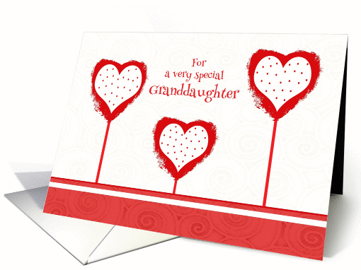 Granddaughter Valentine's Day, Polka Dot Hearts and Swirls card