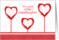 Great Granddaughter Valentine’s Day, Polka Dot Hearts and Swirls card