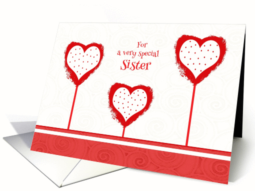 Sister Valentine's Day, Polka Dot Hearts and Swirls card (1208914)