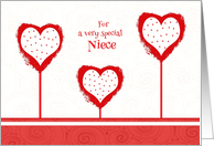 Niece Valentine’s Day, Polka Dot Hearts and Swirls card