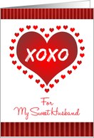 For Husband Valentine’s Day Red Hearts and Stripes XOXO card