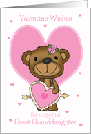 Great Granddaughter Valentine’s Day Teddy Bear and Pink Hearts card