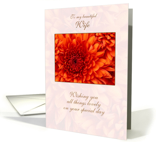 For Wife on Mother's Day Orange Dahlia card (1234660)