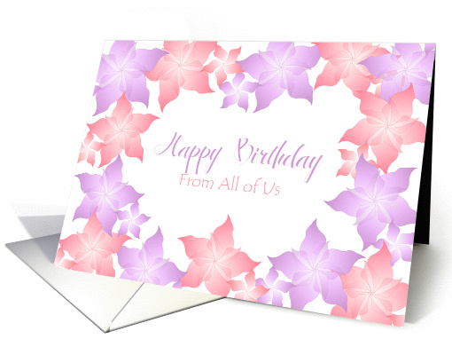 Birthday From All of Us ~ Pink and Purple Flowers card (1252232)