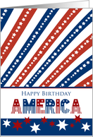 4th of July Happy Birthday America Red, White and Blue Stars card