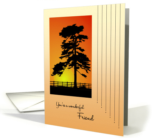 Thank You Friend ~ Sunrise and Tree Silhouette card (1256410)