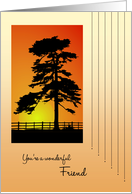 Thank You Friend ~ Sunrise and Tree Silhouette card