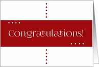 Congratulations Red and White card