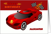 Custom Race Car 5th Birthday card