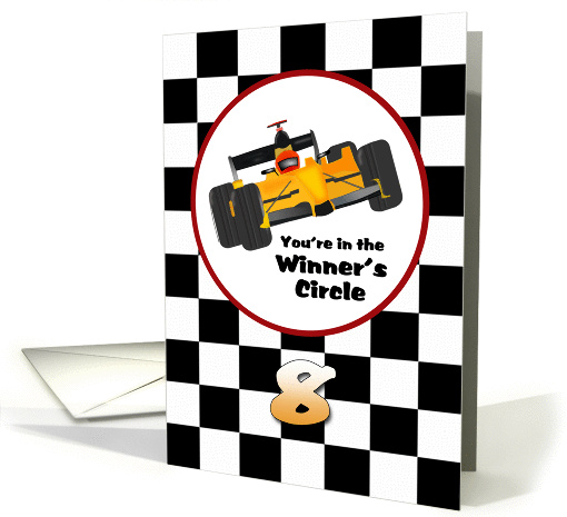 Happy 8th Birthday Race Car Winner's Circle card (1274134)