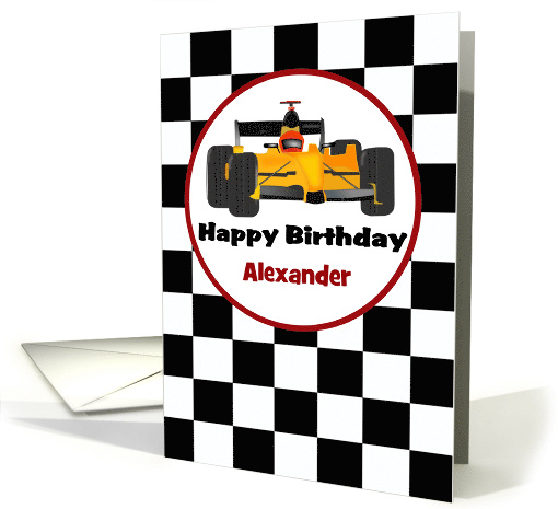 Happy Birthday Race Car Winner's Circle Custom Name card (1274196)