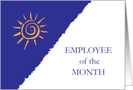 Congratulations Employee of the Month Blue and White with Sunshine card