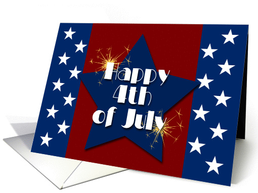 4th of July Red, White and Blue Stars and Fireworks card (1285262)