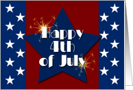 4th of July Red, White and Blue Stars and Fireworks card