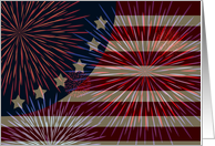 Patriotic Stars and Stripes and Fireworks Blank card