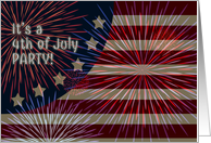 4th of July Party Invitation, Stars Stripes and Fireworks card