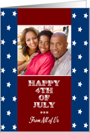 4th of July From All of Us Stars Custom Photo card
