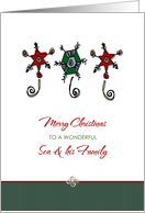 Christmas for Son and Family Whimsical Ornaments card