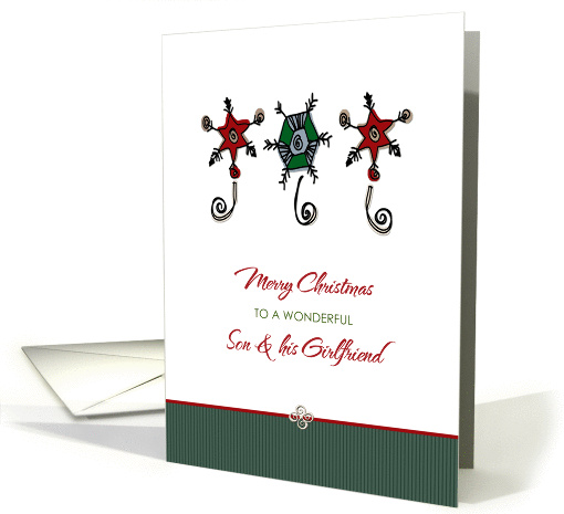 Christmas for Son and Girlfriend Whimsical Ornaments card (1298990)