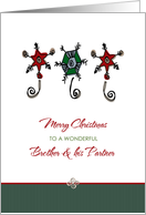 Christmas for Brother and Partner Whimsical Ornaments card