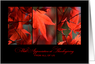 Business Thanksgiving From All of Us - Red Autumn Leaves Trio card