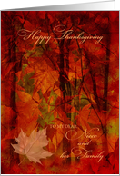 Thanksgiving for Niece and Family Autumn Foliage card