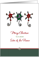 Christmas for Sister and Fiance Whimsical Ornaments card