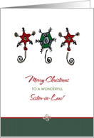 Christmas for Sister in Law Whimsical Ornaments card