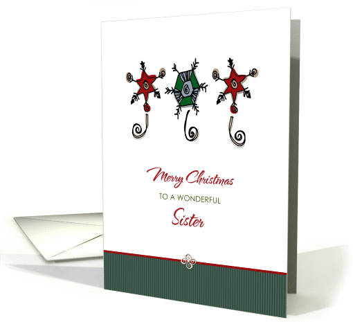 Christmas for Sister Whimsical Ornaments card (1304882)