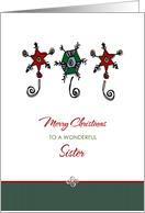 Christmas for Sister Whimsical Ornaments card