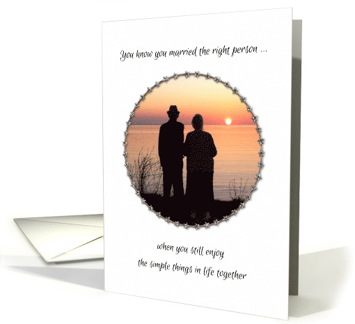 Happy Anniversary Older Couple Enjoying the Sunset card (1331216)