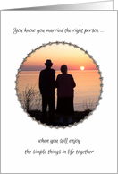 Happy Anniversary Older Couple Enjoying the Sunset card