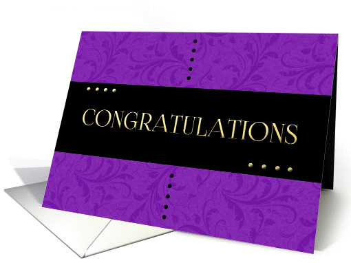Congratulations with Black and Purple Damask card (1374180)