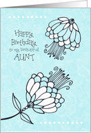 Happy Birthday for Aunt Aqua Turquoise Flowers card