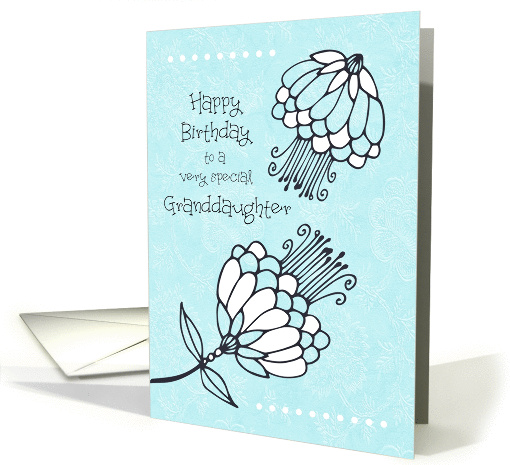 Happy Birthday Granddaughter Aqua Turquoise Flowers card (1374952)