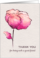 Thank You for being such a Great Friend Watercolor Flower card