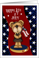 4th of July Teddy Bear with Flag card