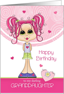 Granddaughter Birthday Cute Girl with Pink Hearts card