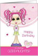 Goddaughter Birthday - Cute Girl with Pink Hearts card
