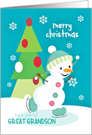 Merry Christmas for Great Grandson Ice Skating Snowman card