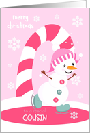 Merry Christmas for Cousin Ice Skating Snowman card