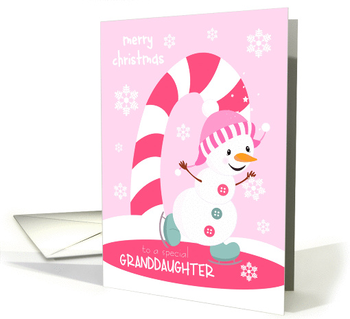 Christmas for Granddaughter Ice Skating Snowman card (1399776)