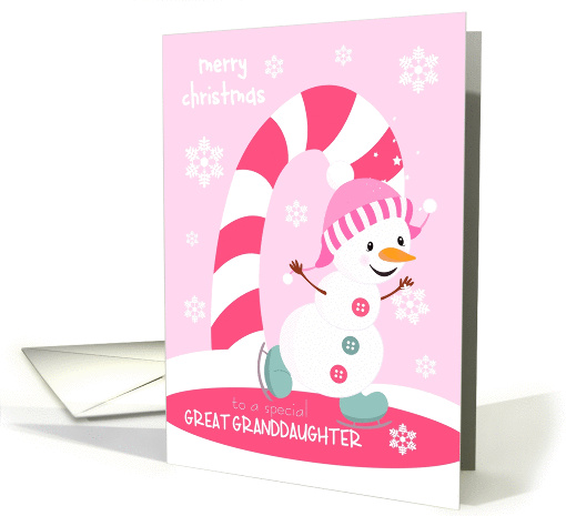 Christmas for Great Granddaughter Ice Skating Snowman card (1399778)