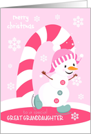 Christmas for Great Granddaughter Ice Skating Snowman card