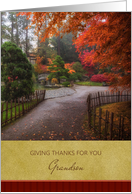 Thanksgiving for Grandson - Path with Autumn Leaves card