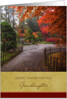 Thanksgiving for Granddaughter - Path with Autumn Leaves card