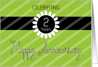 Employee Anniversary Two Years - Vibrant Green Stripes card