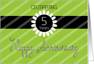Employee Anniversary Five Years - Vibrant Green Stripes card